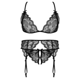 Lingerie Set Temptation Lace Push Up Transparent Bra