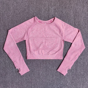 Women Seamless Long Sleeve Crop Top Shirts