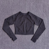 Women Seamless Long Sleeve Crop Top Shirts