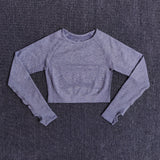 Women Seamless Long Sleeve Crop Top Shirts