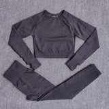 Women Seamless Long Sleeve Crop Top Shirts