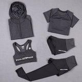 High Waist 5 Pieces Outdoor Running Sports Clothing