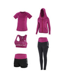 High Waist 5 Pieces Outdoor Running Sports Clothing