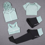 High Waist 5 Pieces Outdoor Running Sports Clothing