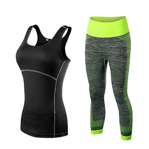 Ladies Running Cropped Top 3/4 Leggings Yoga Suit