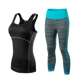Ladies Running Cropped Top 3/4 Leggings Yoga Suit