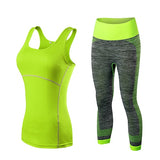 Ladies Running Cropped Top 3/4 Leggings Yoga Suit
