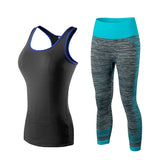 Ladies Running Cropped Top 3/4 Leggings Yoga Suit