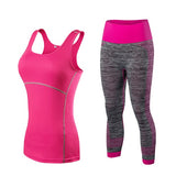 Ladies Running Cropped Top 3/4 Leggings Yoga Suit