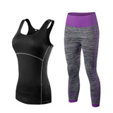 Ladies Running Cropped Top 3/4 Leggings Yoga Suit