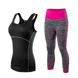 Ladies Running Cropped Top 3/4 Leggings Yoga Suit