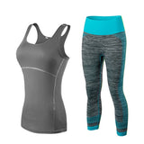 Ladies Running Cropped Top 3/4 Leggings Yoga Suit