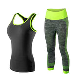 Ladies Running Cropped Top 3/4 Leggings Yoga Suit