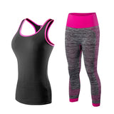 Ladies Running Cropped Top 3/4 Leggings Yoga Suit