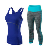 Ladies Running Cropped Top 3/4 Leggings Yoga Suit